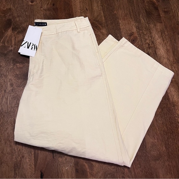 NWT ZARA BUTTER YELLOW BELTED BARREL PANTS L ASYMMETRICAL TIE STREETWEAR - Picture 10 of 14